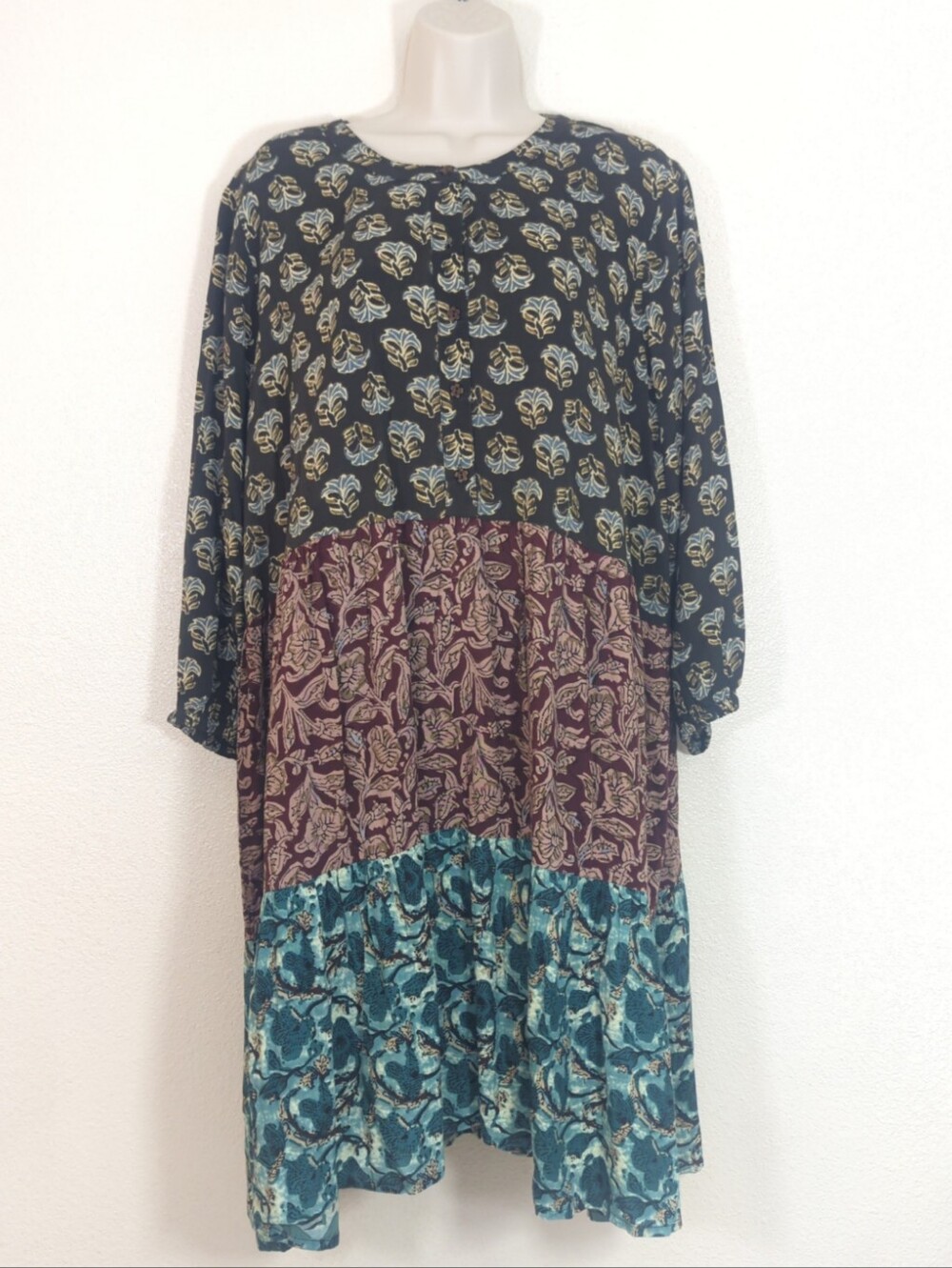 NATURAL LIFE Brown Floral Tiered Dress NWT XL